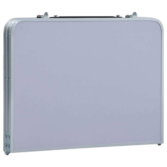 Folding Camping Table  Aluminium 60x40 cm closed for easy transport and storage.