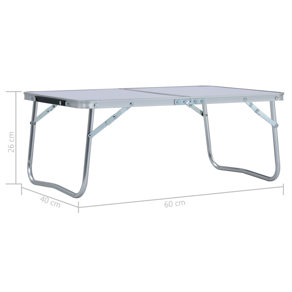 Folding Camping Table  Aluminium 60x40 cm with dimensions 60x40 cm and height 26 cm, lightweight and portable.