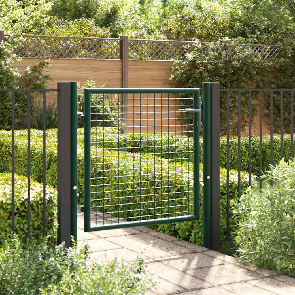 VidaXL Fence Gate Steel 100x75 cm Green