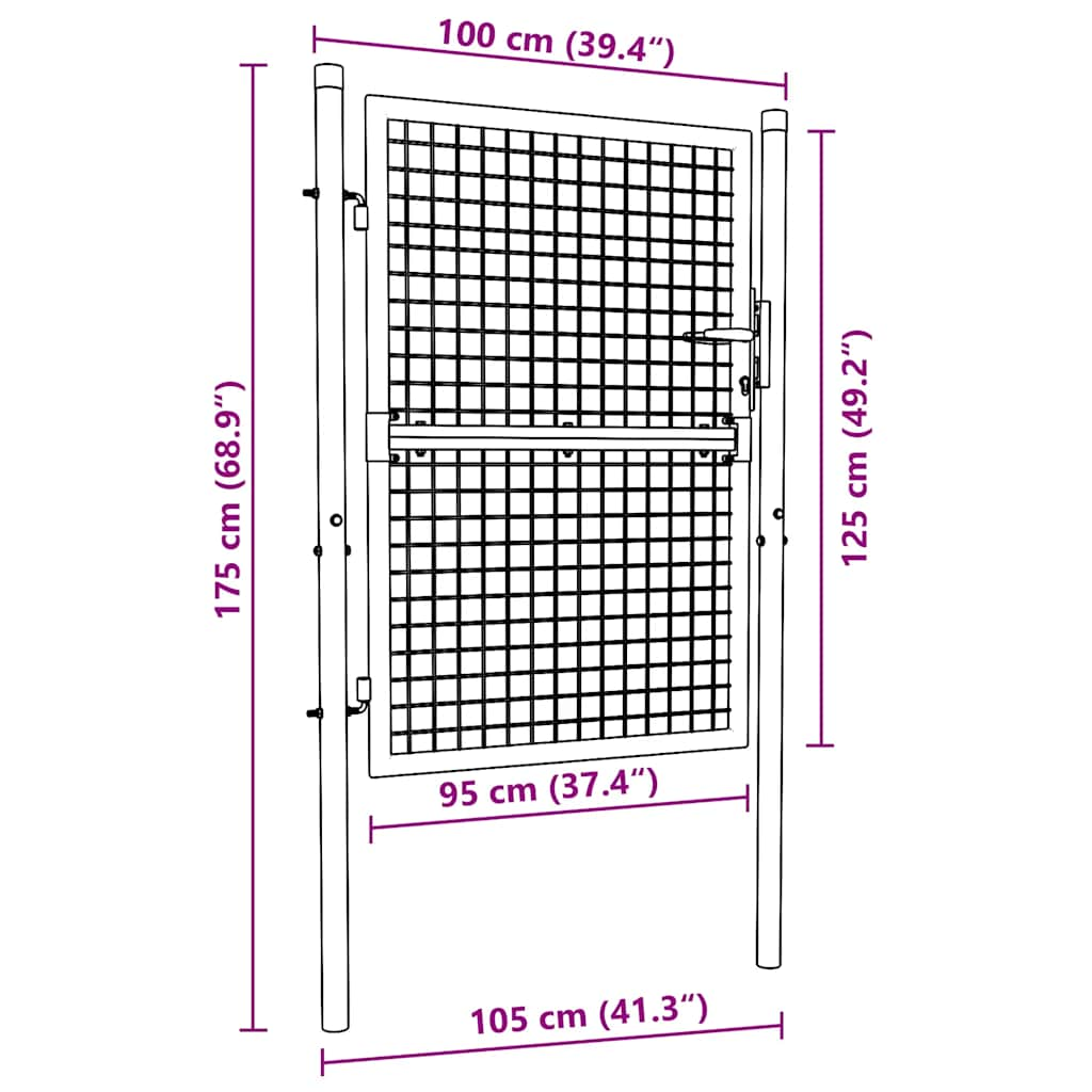 Fence Gate Steel 100x125 cm Green