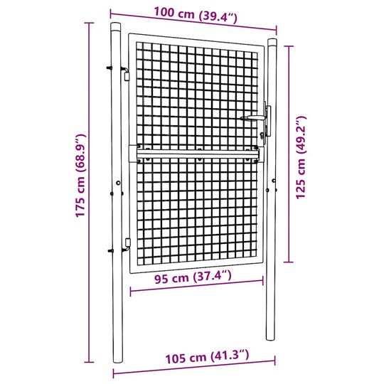 Fence Gate Steel 100x125 cm Green