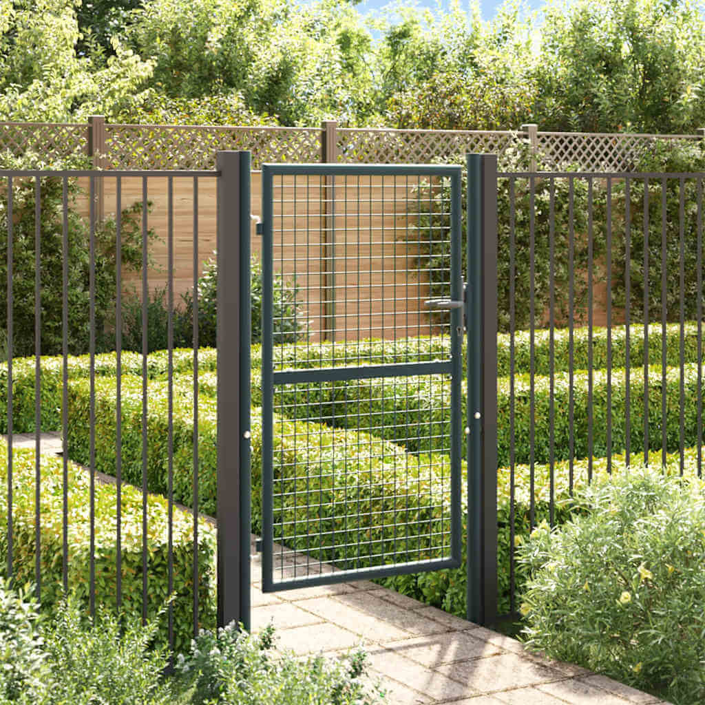 VidaXL Mesh Garden Gate Galvanised Steel 100x200 cm Grey