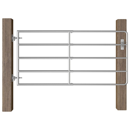 5 Bar Field Gate Steel (95-170)x90 cm Silver