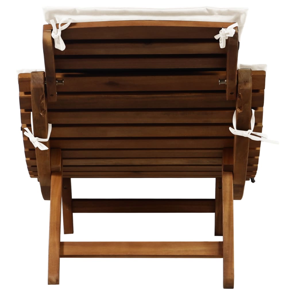 Sun Lounger with Cushion Solid Acacia Wood , Furniture -> Outdoor Furniture -> Outdoor Seating -> Sunloungers , Durable,eligant,Furniture -,Home & Garden -,Modern Design,new-305021,Outdoor Furniture -,Outdoor Seating -,Sunloungers,Wooden Furniture