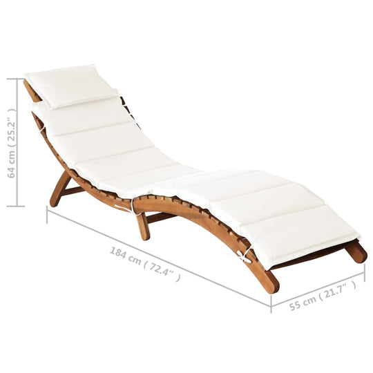 Sun Lounger with Cushion Solid Acacia Wood , Furniture -> Outdoor Furniture -> Outdoor Seating -> Sunloungers , Durable,eligant,Furniture -,Home & Garden -,Modern Design,new-305021,Outdoor Furniture -,Outdoor Seating -,Sunloungers,Wooden Furniture