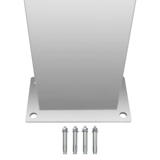 Outdoor Shower Stainless Steel Curved shower panel base with mounting hardware, showcasing sleek design and durable materials.