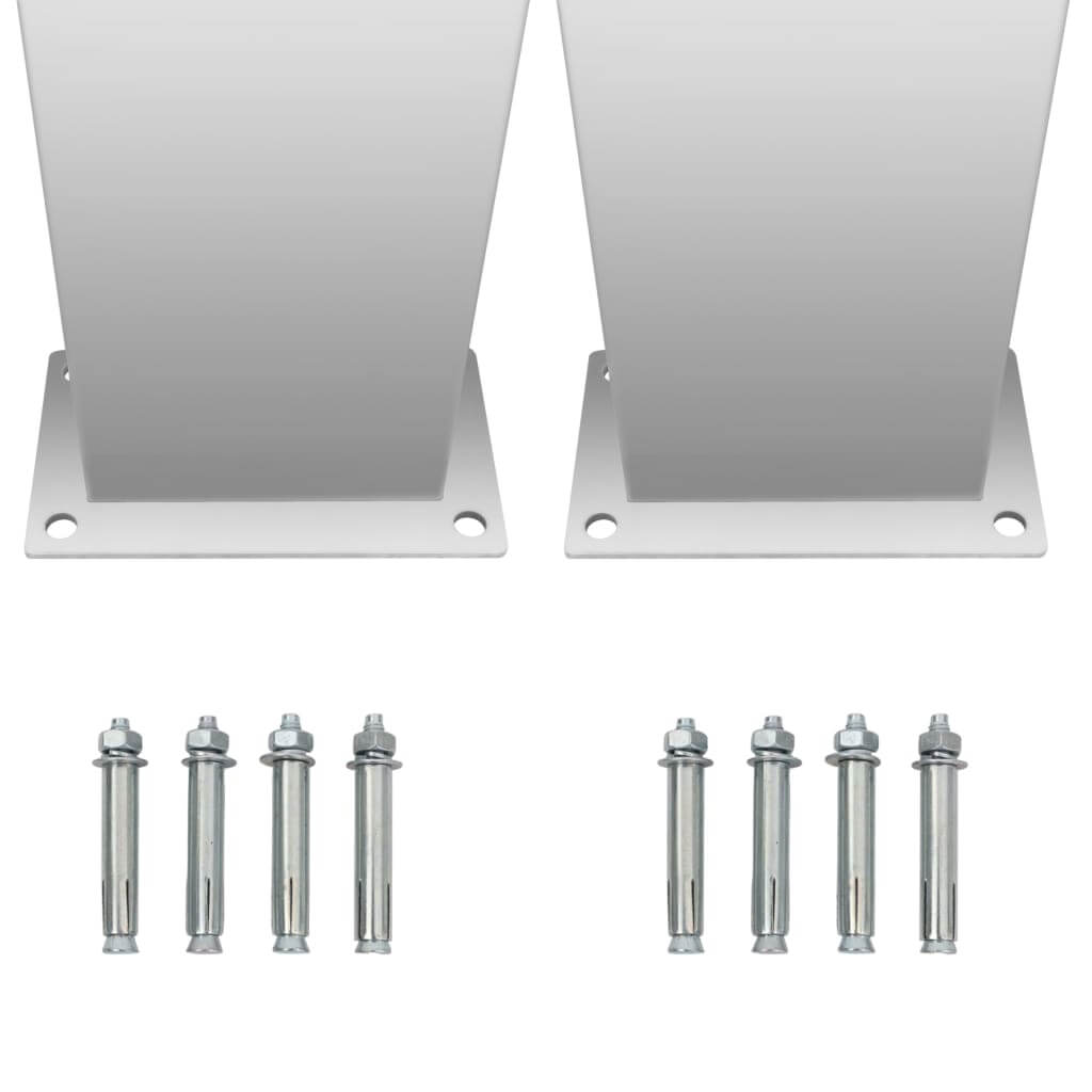 Stainless steel outdoor shower panel bases with mounting hardware for durable installation in pool spaces.