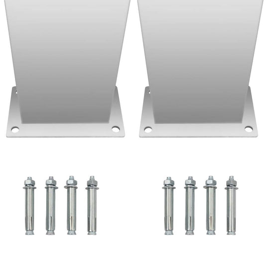 Stainless steel outdoor shower panel bases with mounting hardware for durable installation in pool spaces.