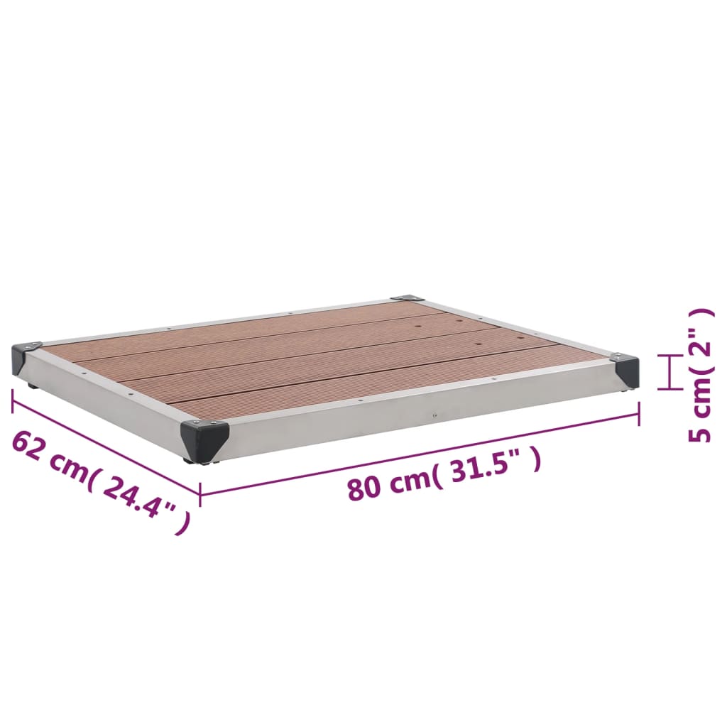 Outdoor Shower Tray WPC Stainless Steel 80x62 cm