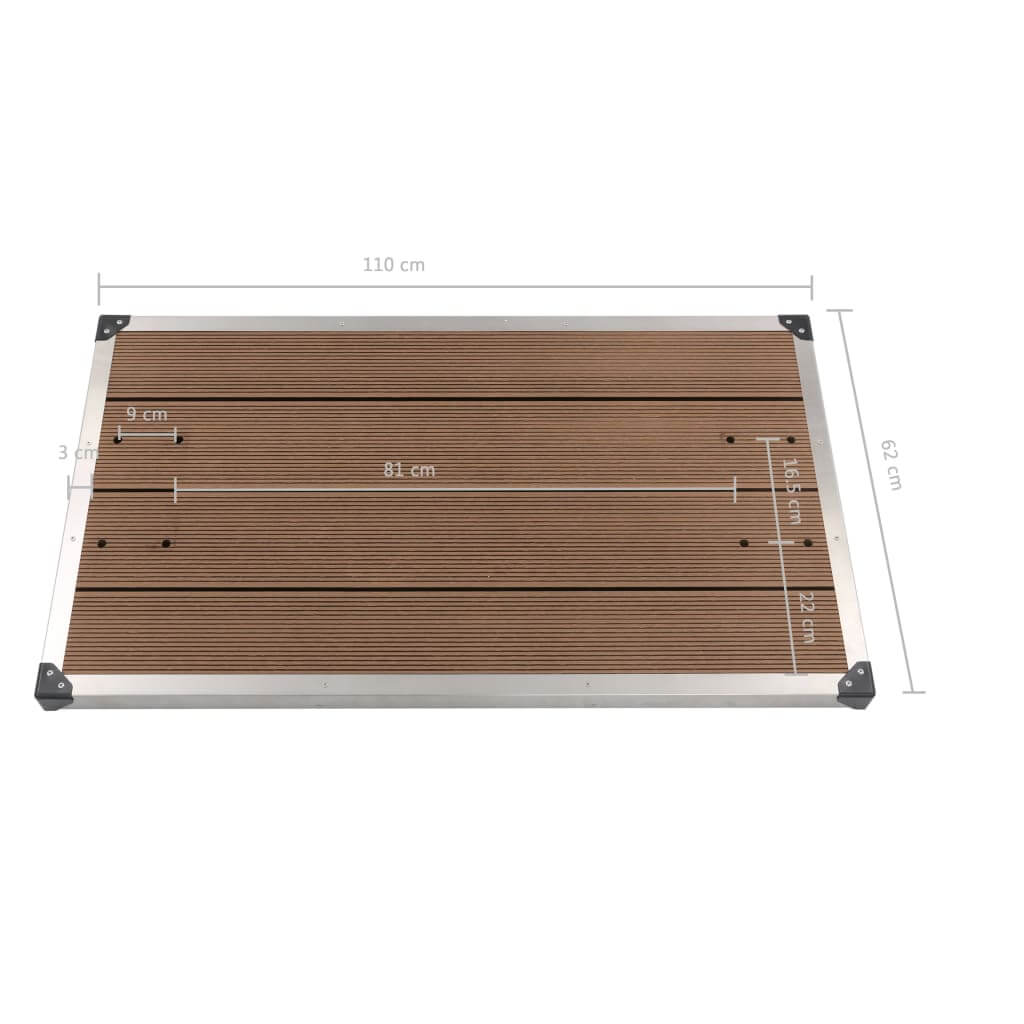 Outdoor Shower Tray WPC Stainless Steel 110x62 cm Brown