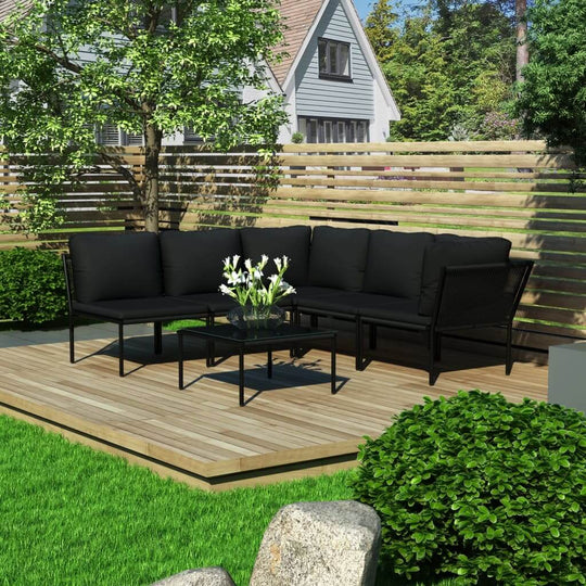 6 Piece Garden Lounge Set with Cushions PVC