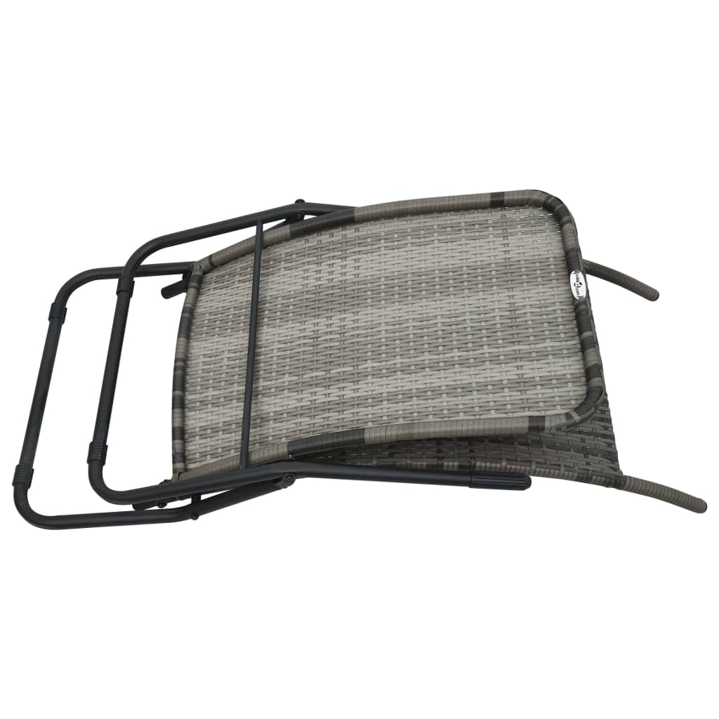 Folding Sun Lounger Poly Rattan Grey