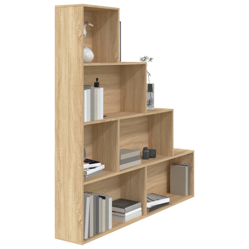 Book cabinet in Sonoma Oak finish with six open shelves for stylish storage of books and decor. Ideal furniture for any room.