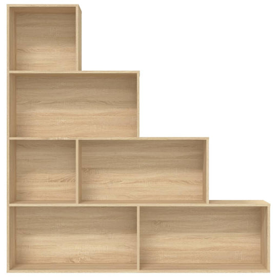 Stacked book cabinet in Sonoma oak finish, featuring six open shelves for versatile storage and decoration.