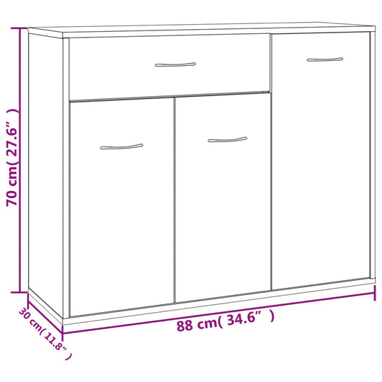 Sideboard Concrete 88x30x70 cm Engineered Wood , Furniture -> Cabinets & Storage -> Buffets & Sideboards