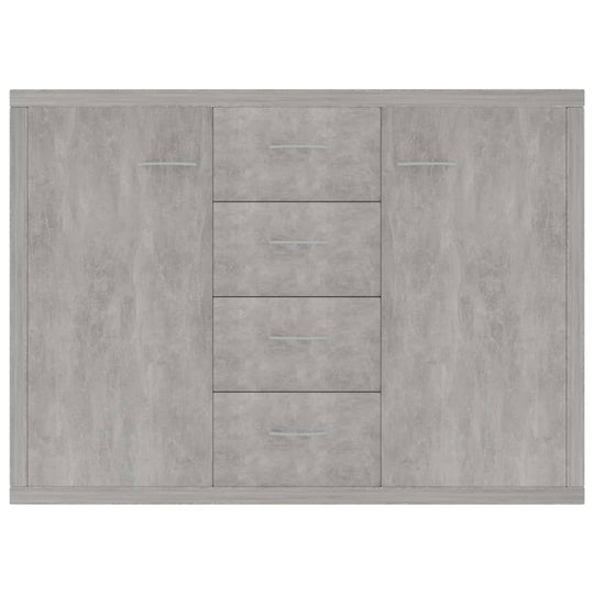 Modern concrete grey sideboard with 4 drawers and 2 doors, perfect for stylish storage and display in any home.