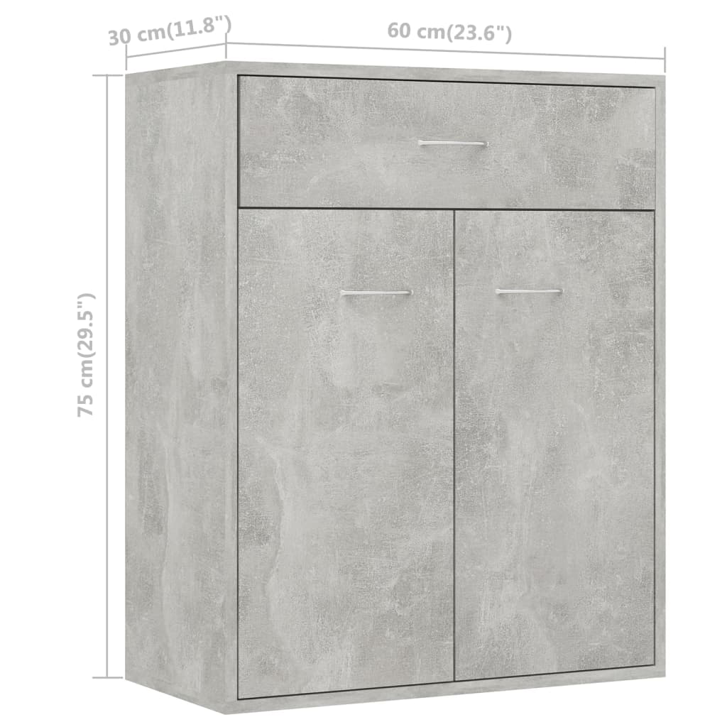 Sideboard Concrete 60x30x75 cm Engineered Wood , Furniture -> Cabinets & Storage -> Buffets & Sideboards , Buffets & Sideboards,Cabinets & Storage -,concret finish,Decor -,Durable,eligant,Furniture -,Home & Garden -,Home Decor,Interior Design,Modern Desig