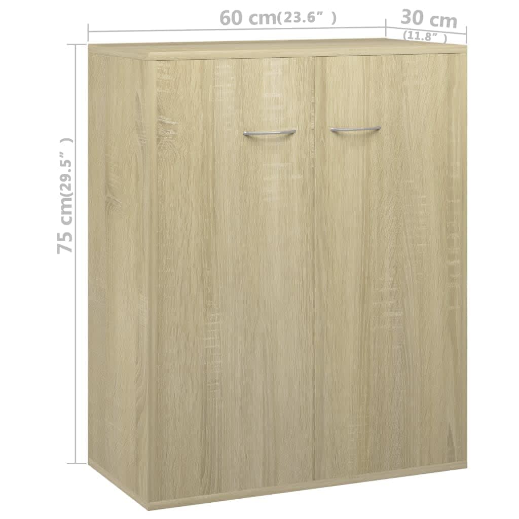 Minimalist Sonoma Oak sideboard 60x30x75 cm with two compartments for ample storage and stylish design.