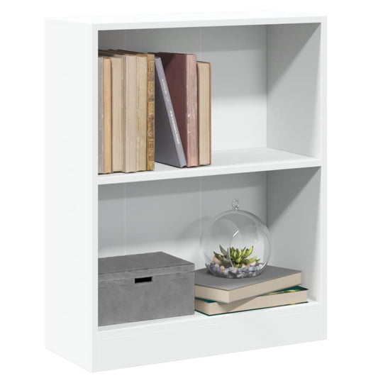 Compact white bookshelf with books and decorative items, 60x24x76 cm engineered wood, perfect for any interior decor.