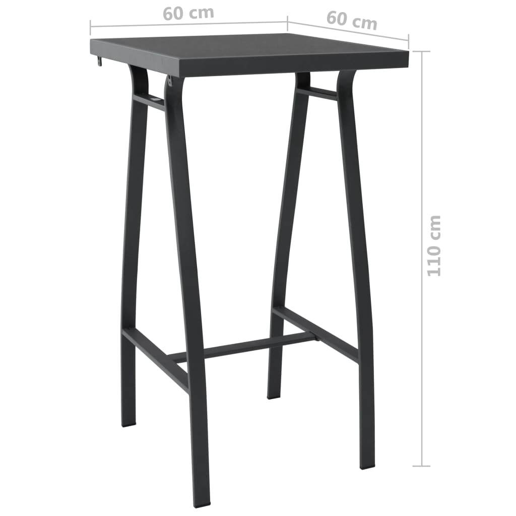 Garden bar table 60x60x110 cm with durable steel frame and tempered glass top, perfect for outdoor furniture use.