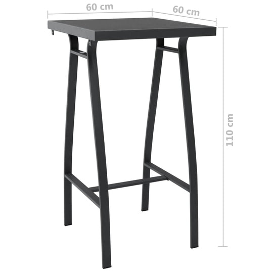 Garden bar table 60x60x110 cm with durable steel frame and tempered glass top, perfect for outdoor furniture use.