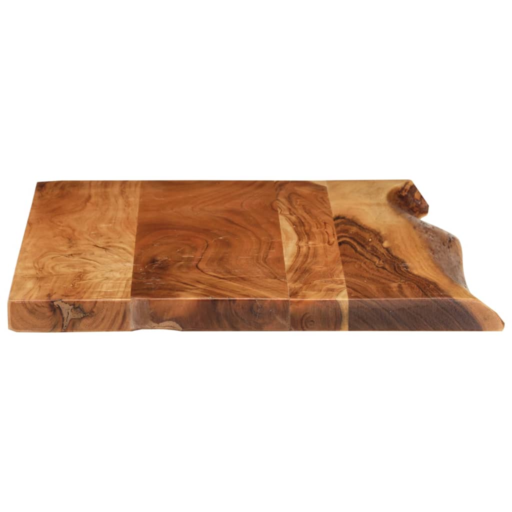 Solid acacia wood vanity top, rustic bathroom countertop, polished natural finish, 80x52x3.8 cm.