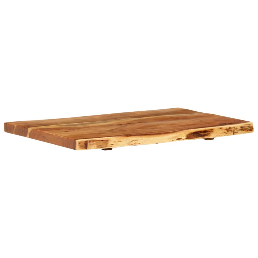 Solid acacia wood bathroom vanity top, polished and lacquered, 80x52x3.8 cm, rustic charm for modern spaces.