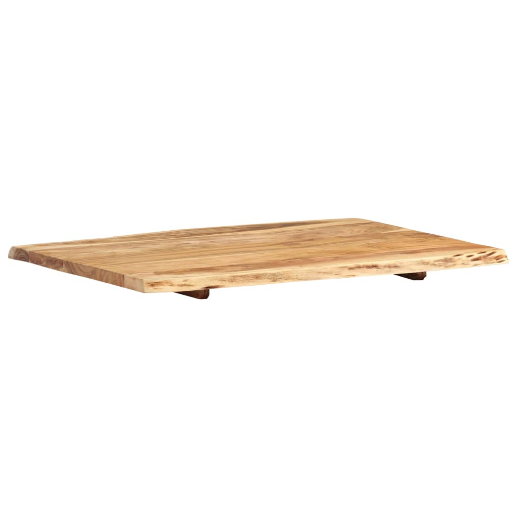 Solid acacia wood tabletop with live edge design, suitable for kitchen tables, coffee tables, and outdoor furniture.