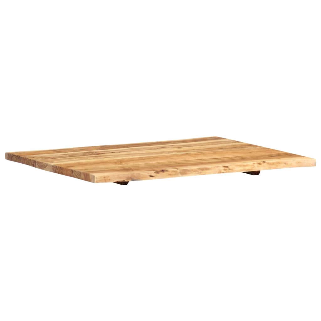 Solid acacia wood tabletop 80x(50-60)x2.5 cm, ideal for kitchen tables, coffee tables, and outdoor furniture.