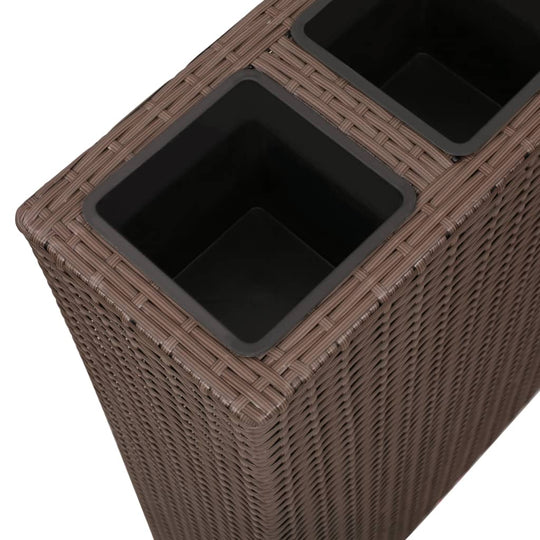 Garden Raised Bed with 4 Pots 2 pcs Poly Rattan Brown(2x41085)