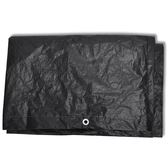 Durable black polyethylene garden furniture cover with eyelet for outdoor protection against dirt and weather.