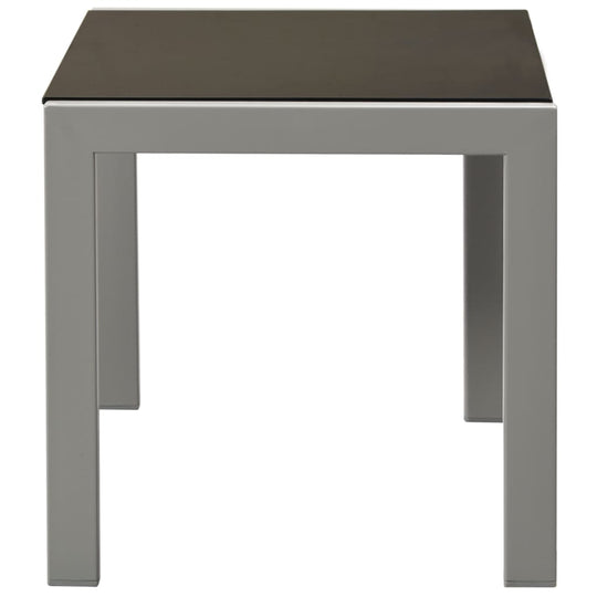 Sun Loungers side table with a sleek black glass top and sturdy steel frame, perfect for garden or patio furniture.