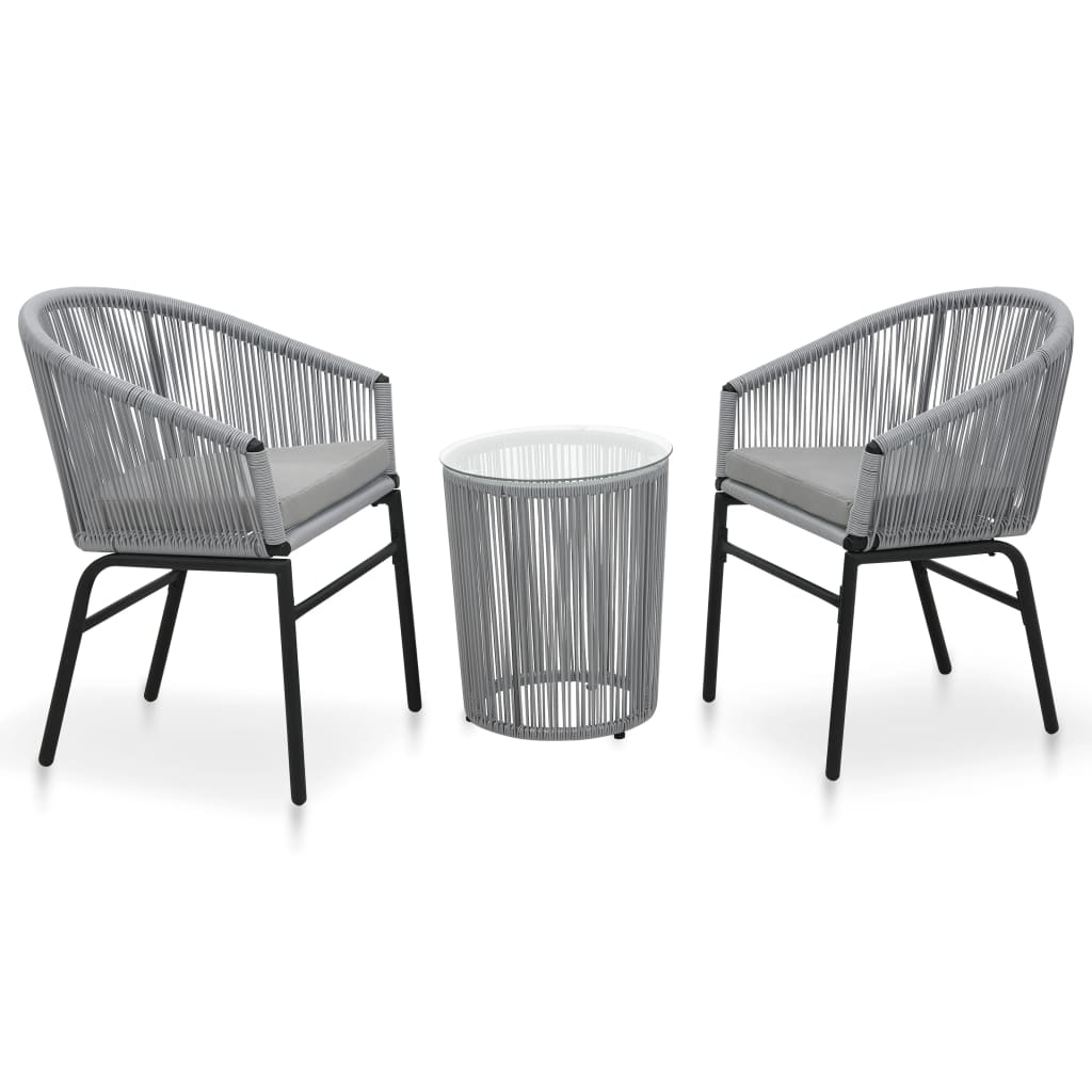 3 Piece Bistro Set with Cushions PE Rattan Anthracite , Furniture -> Outdoor Furniture -> Outdoor Furniture Sets , Durable,eligant,Furniture -,gray,Home & Garden -,Modern Design,new-305021,Outdoor Furniture -,Outdoor Furniture Sets,poly rattan