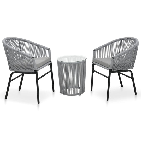 3 Piece Bistro Set with Cushions PE Rattan Anthracite , Furniture -> Outdoor Furniture -> Outdoor Furniture Sets , Durable,eligant,Furniture -,gray,Home & Garden -,Modern Design,new-305021,Outdoor Furniture -,Outdoor Furniture Sets,poly rattan