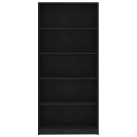 5-Tier Book Cabinet Black 80x24x175 cm Engineered Wood