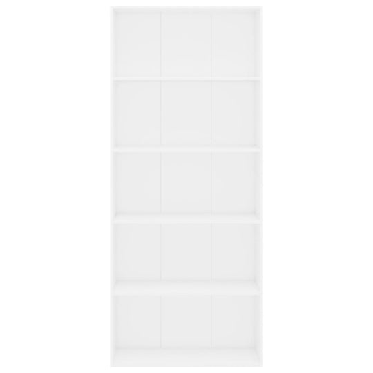 5-Tier Book Cabinet White 80x30x189 cm Engineered Wood