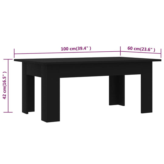 Coffee Table Black 100x60x42 cm Engineered Wood