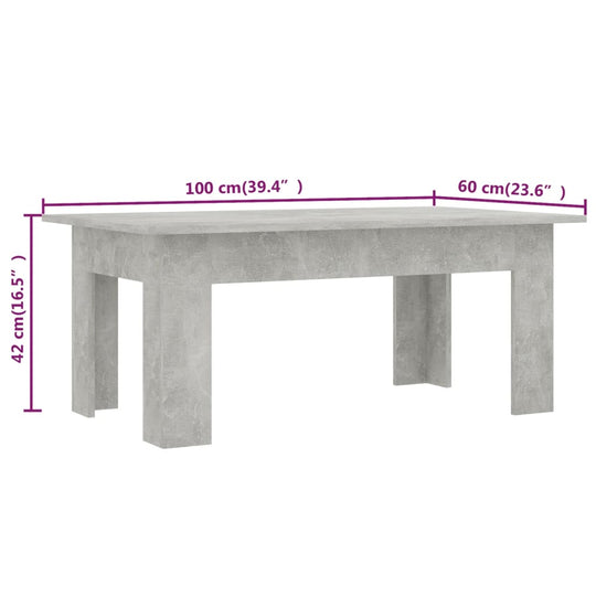 Coffee Table Concrete 100x60x42 cm Engineered Wood , Accent Tables -> Coffee Tables , Accent Tables -,Coffee Tables,Durable,eligant,Furniture -,Home & Garden -,Modern Design,new-305021,Tables -