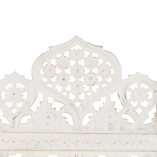 Hand carved 3-Panel Room Divider 120x165 cm Solid Mango Wood with intricate patterns, showcasing elegant craftsmanship.