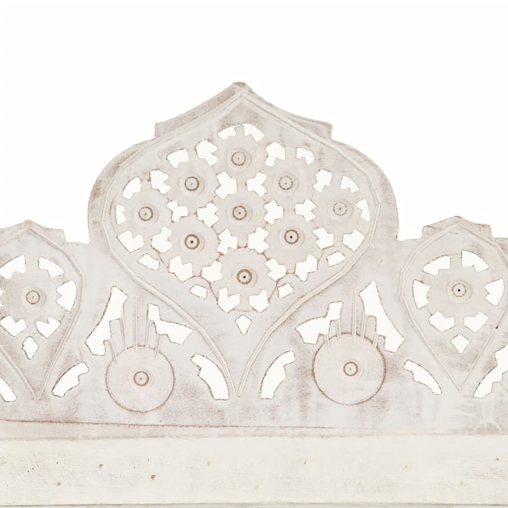 Hand carved 4-Panel Room Divider 160x165 cm Solid Mango Wood decorative top with intricate floral pattern.
