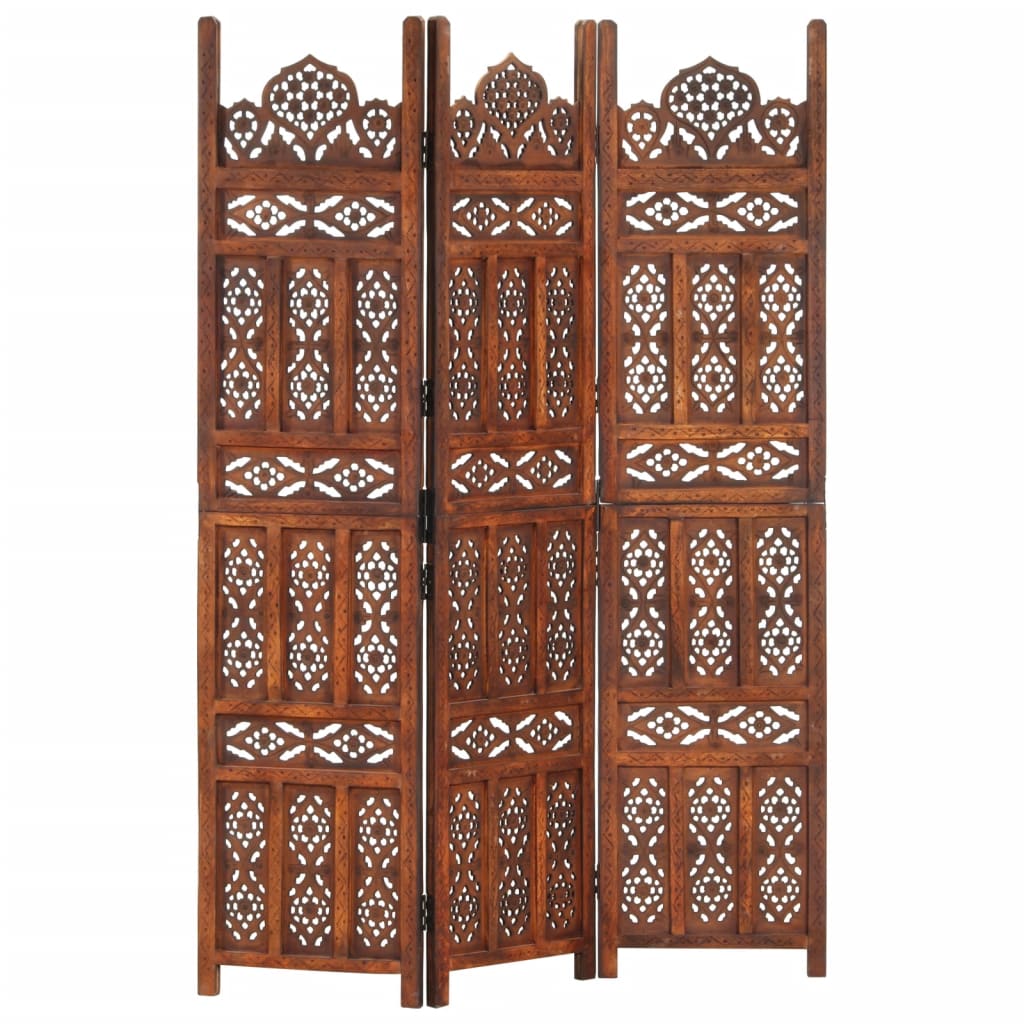 Hand carved 3-Panel Room Divider 120x165 cm Solid Mango Wood Furniture -> Room Dividers