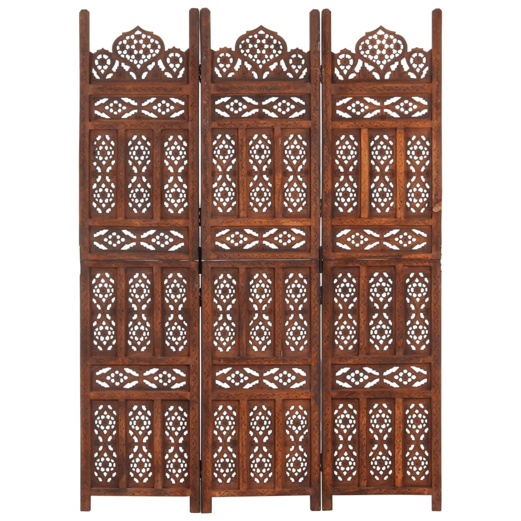 Hand carved 3-Panel Room Divider 120x165 cm Solid Mango Wood Furniture -> Room Dividers