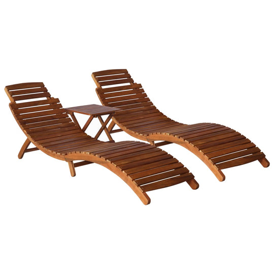 3 Piece Sunlounger with Tea Table Solid Acacia Wood , Furniture -> Outdoor Furniture -> Outdoor Seating -> Sunloungers , Durable,eligant,Furniture -,Home & Garden -,Modern Design,new-305021,Outdoor Furniture -,Outdoor Seating -,Sunloungers,Wooden Furnitur