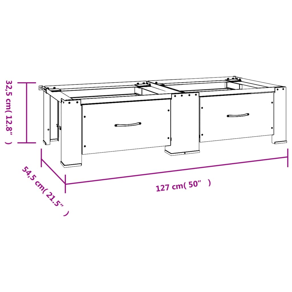 Double Washing and Drying Machine Pedestal with Drawers White