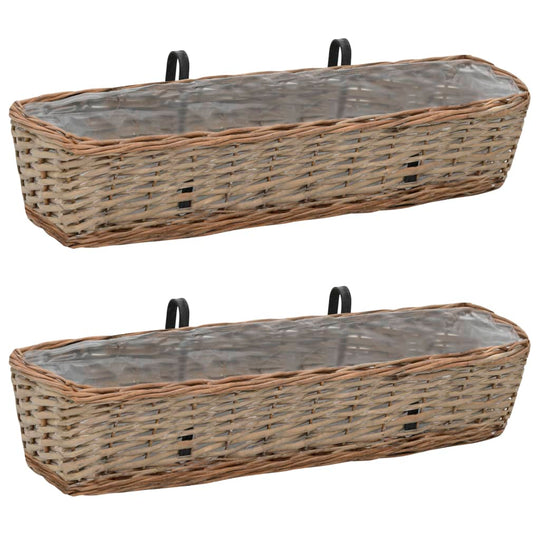 Balcony planter set of 2 wicker pots with PE lining for outdoor use, perfect for vegetables and flowers.