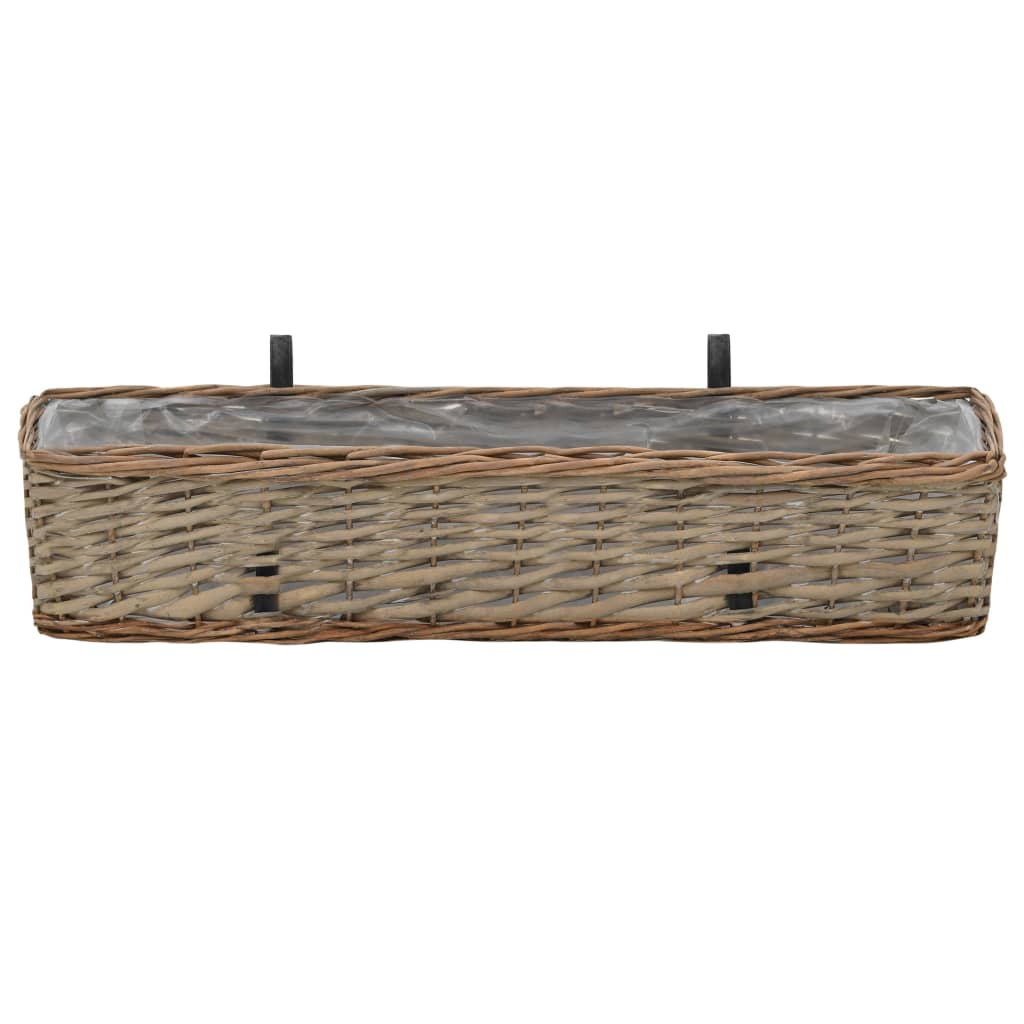 Wicker balcony planter with PE lining, ideal for outdoor gardening, hanging design with rustic charm, set of 2 pcs.