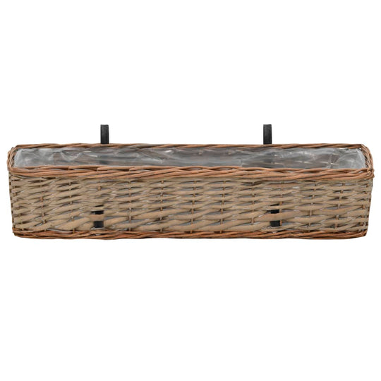 Wicker balcony planter with PE lining, ideal for outdoor gardening, hanging design with rustic charm, set of 2 pcs.