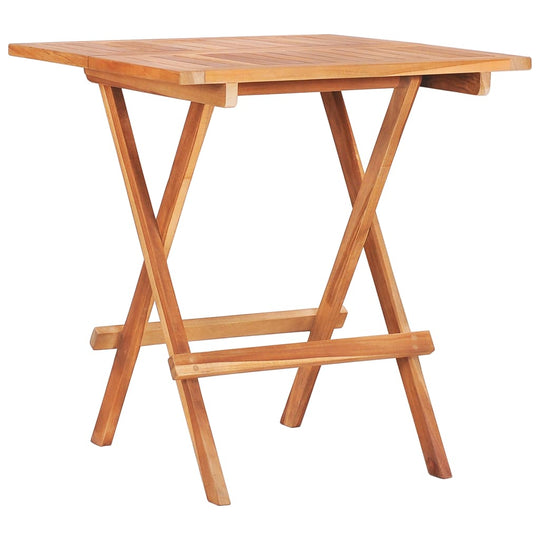 Folding teak bistro table with elegant design, perfect for indoor and outdoor al fresco dining.