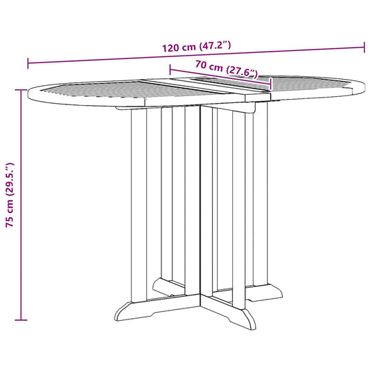 Folding Butterfly Garden Table 120x70x75 cm Solid Teak Wood