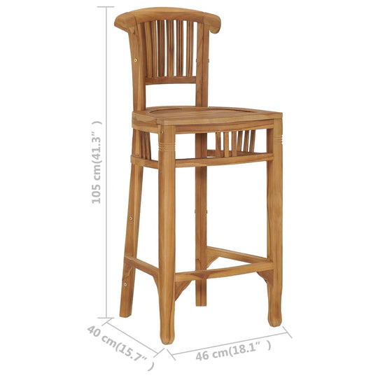 Bar chair made of solid teak wood, ideal for outdoor and indoor spaces, enhancing patio and garden furniture aesthetics.